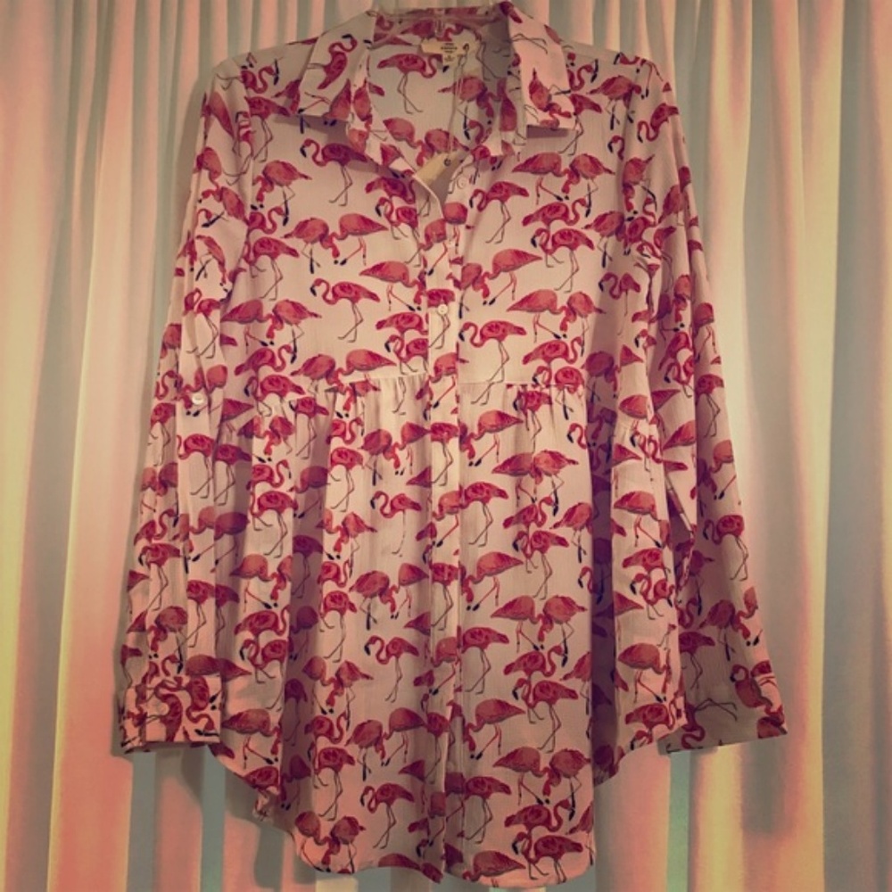 Entro Flamingo button blouse